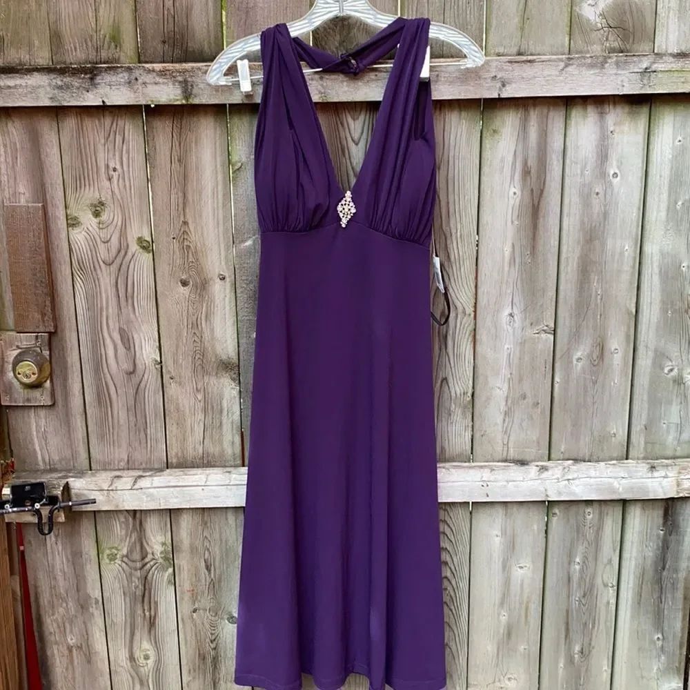 Connected Apparel Purple Evening Dress sz. 12 NWT